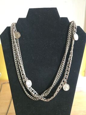 Silver-Tone Multi-Chain Coin Necklace - Women Jewelry